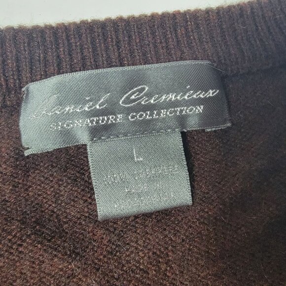 Daniel Cremieux Mens Large Signature Collection Brown Cashmere V Neck Sweater - Picture 3 of 8